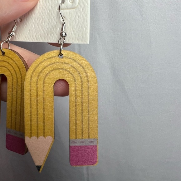 Clover Fashion Dangle Earrings Pencil Teacher for Pierced Ears NWT - Picture 2 of 4